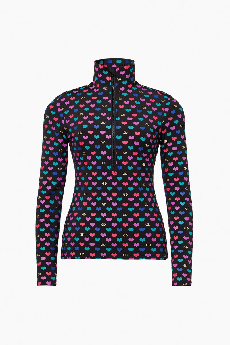 Goldbergh Cuori Womens Half Zip Midlayer - Hearts Multicolour