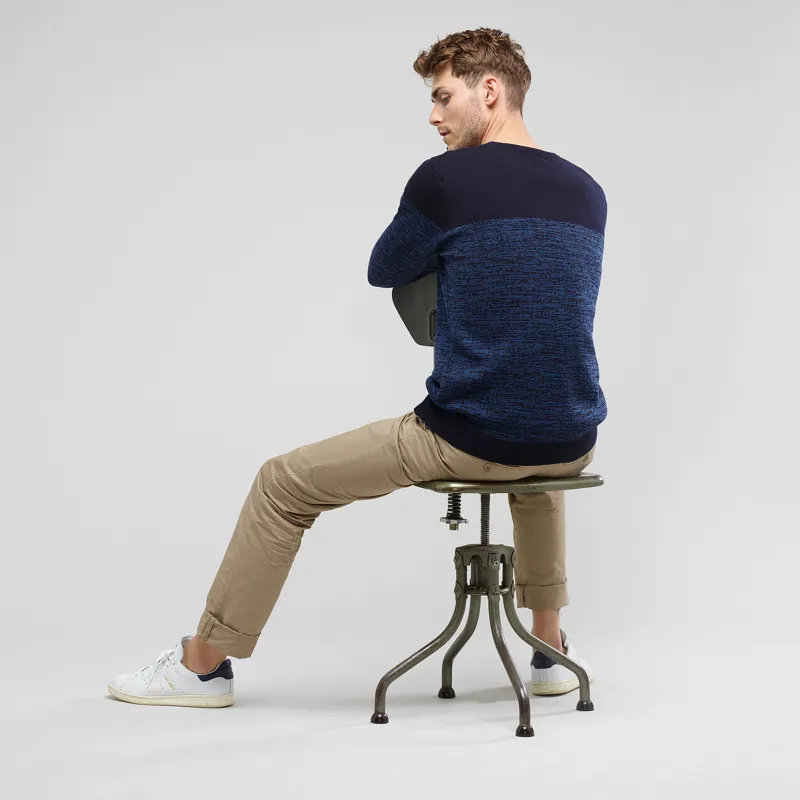 Henjl Bomp Mens Merino Wool Sweater in Navy Blue/Blue-2