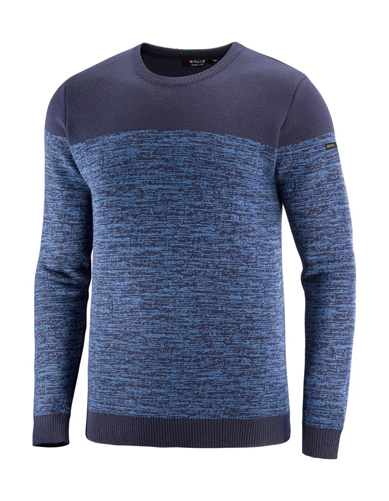 Henjl Bomp Mens Merino Wool Sweater in Navy Blue/Blue