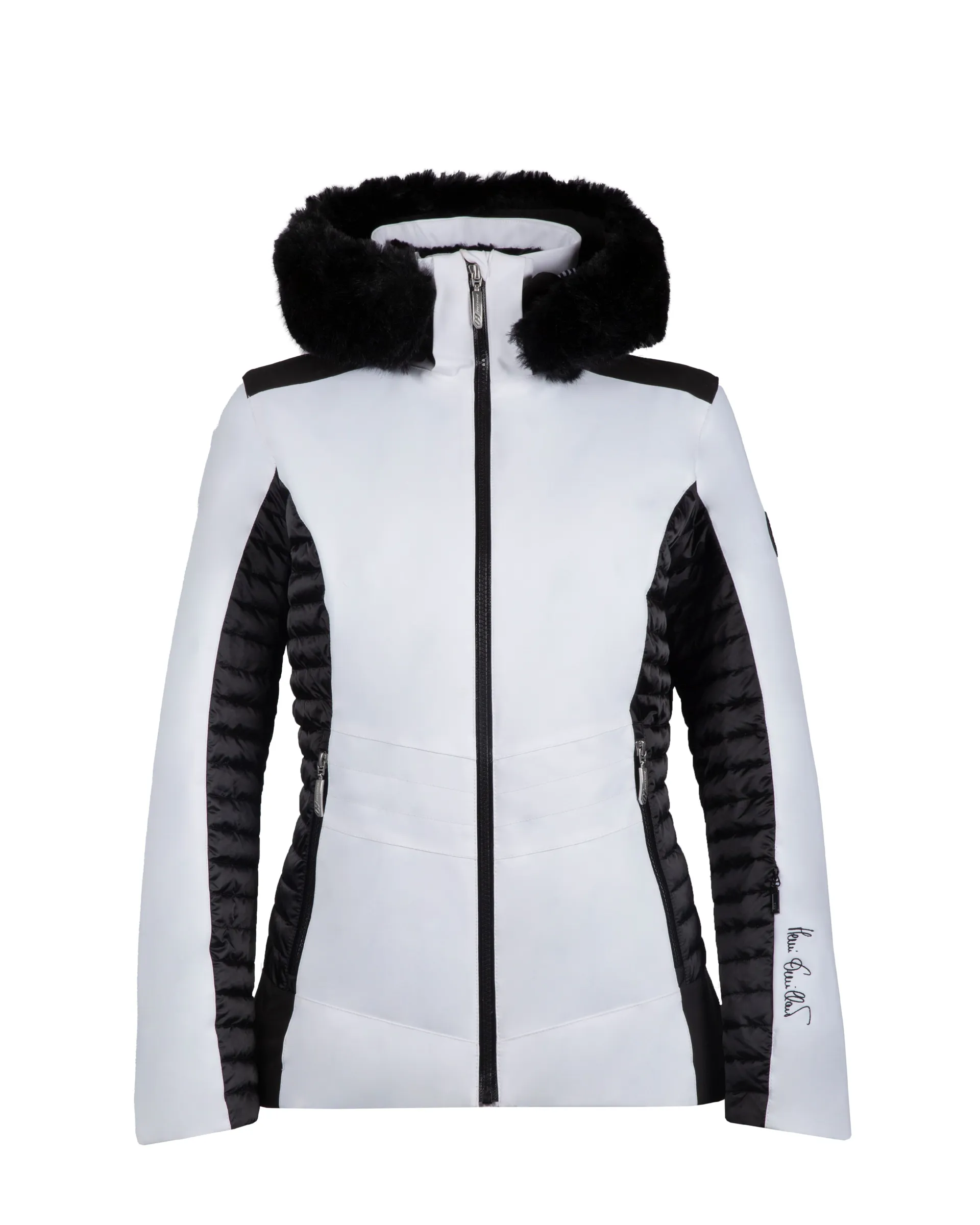 Henri Duvillard Camille Faux Fur Womens Ski Jacket White Black