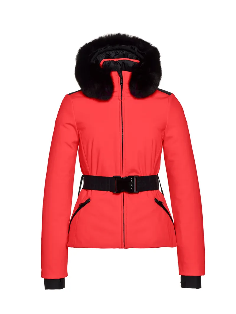 2024 Goldbergh Hida Womens Faux Fur Down Ski Jacket - Flame Red-1