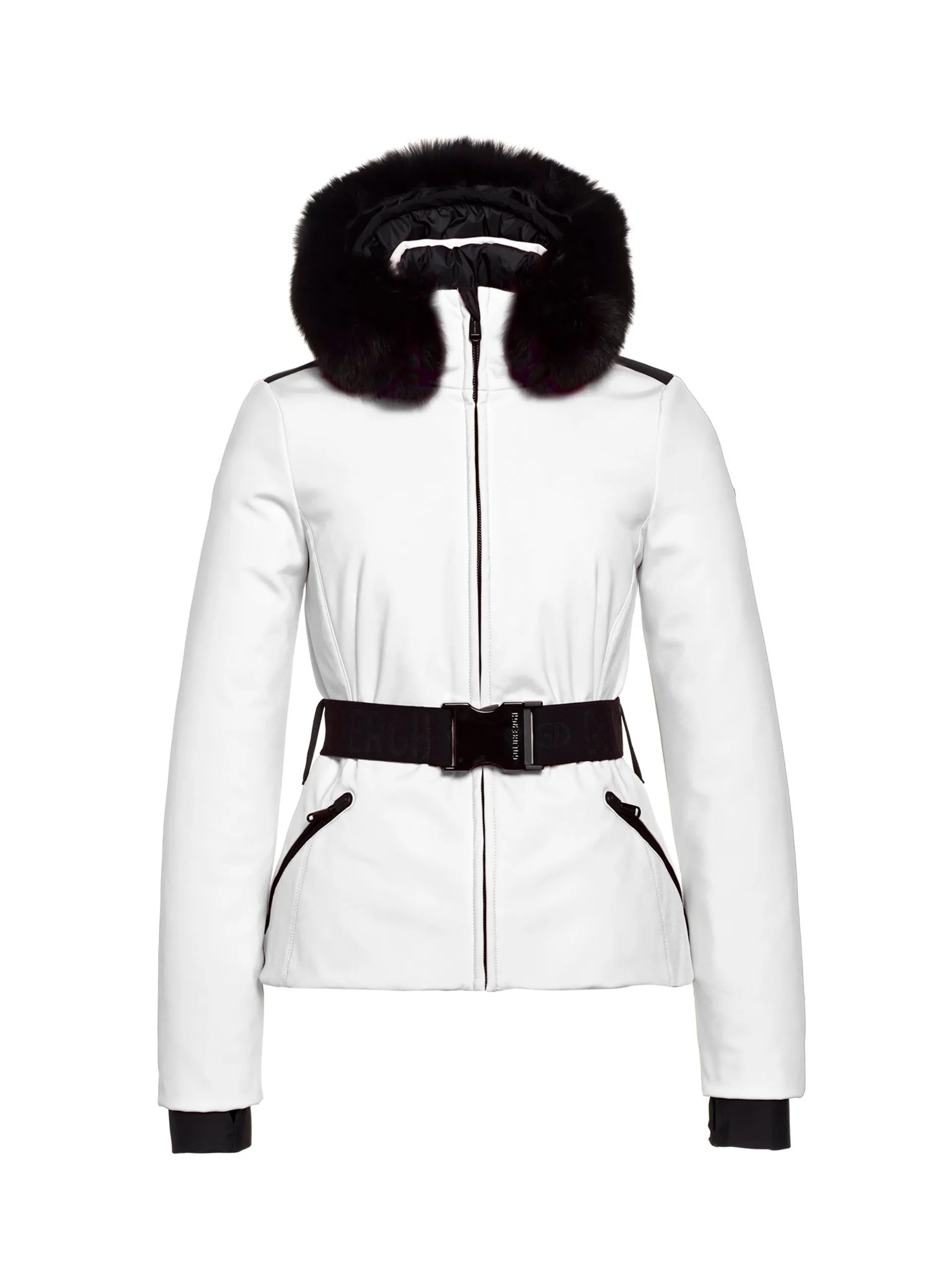 White ski coat with fur hood hotsell