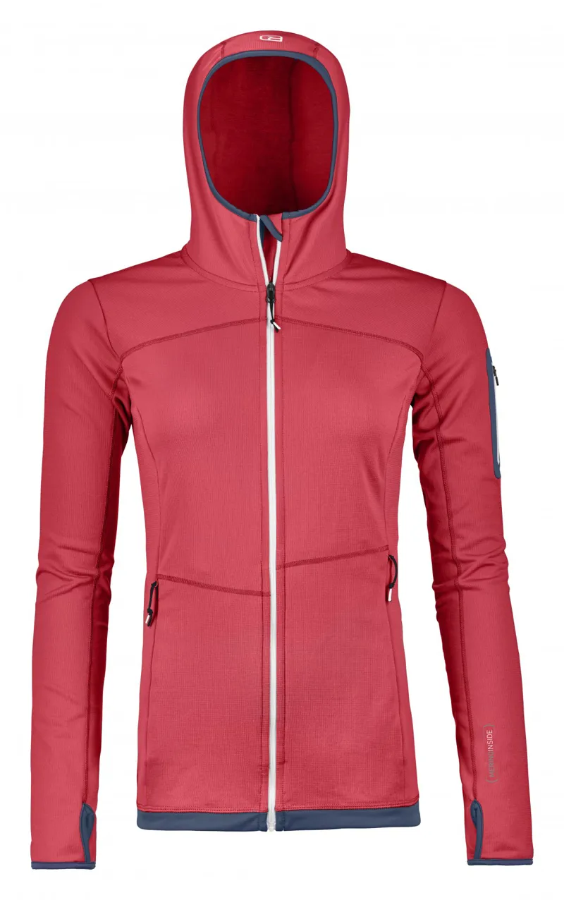Ortovox Fleece Light Womens Zip Hoody in Hot Coral