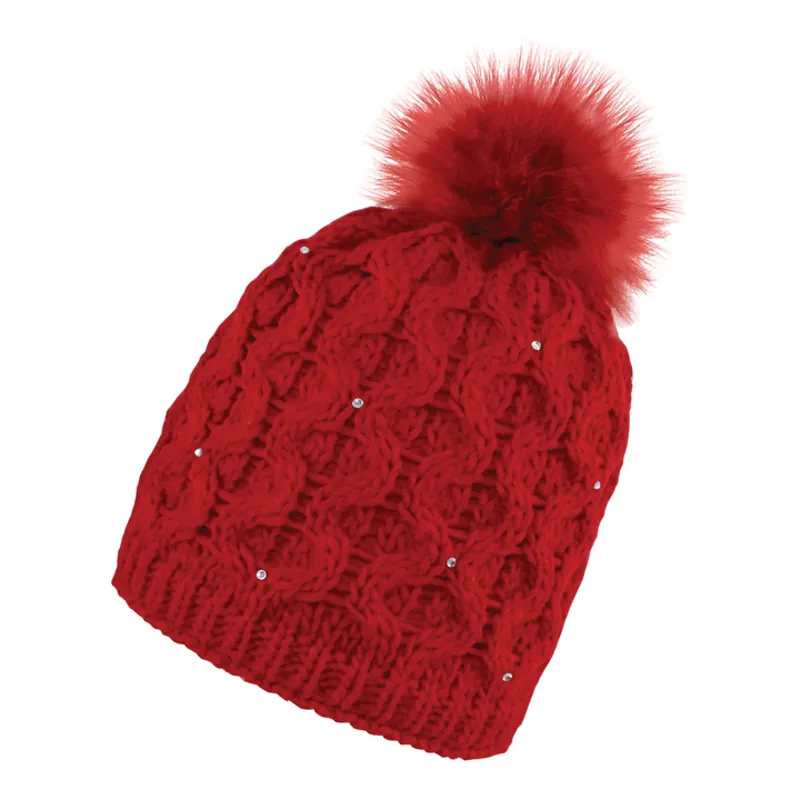 Manbi Crystal Bobble Hat In Red