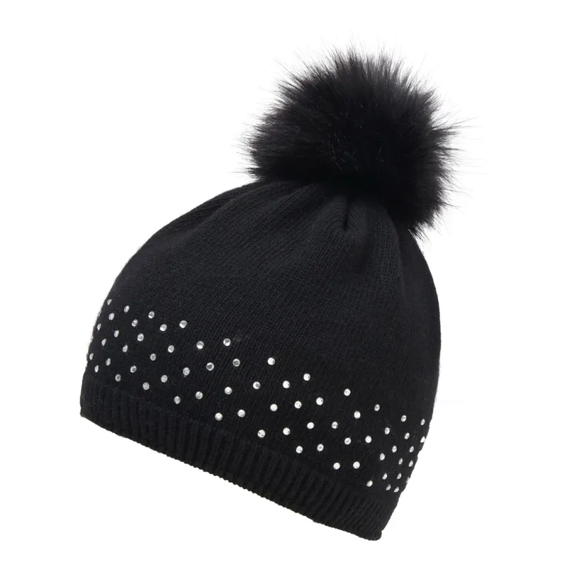 Manbi Stella Lux Fox Fur Hat In Black