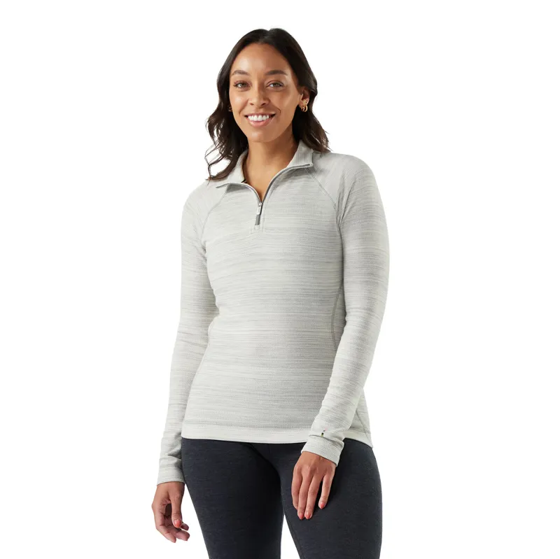 Smartwool Women's Classic Thermal Merino Base Layer 1/4 Zip - Light Grey-1