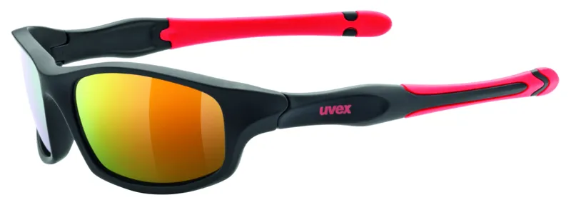 Uvex Sportstyle 507 Junior Sunglasses - Black/Red Mirror Red
