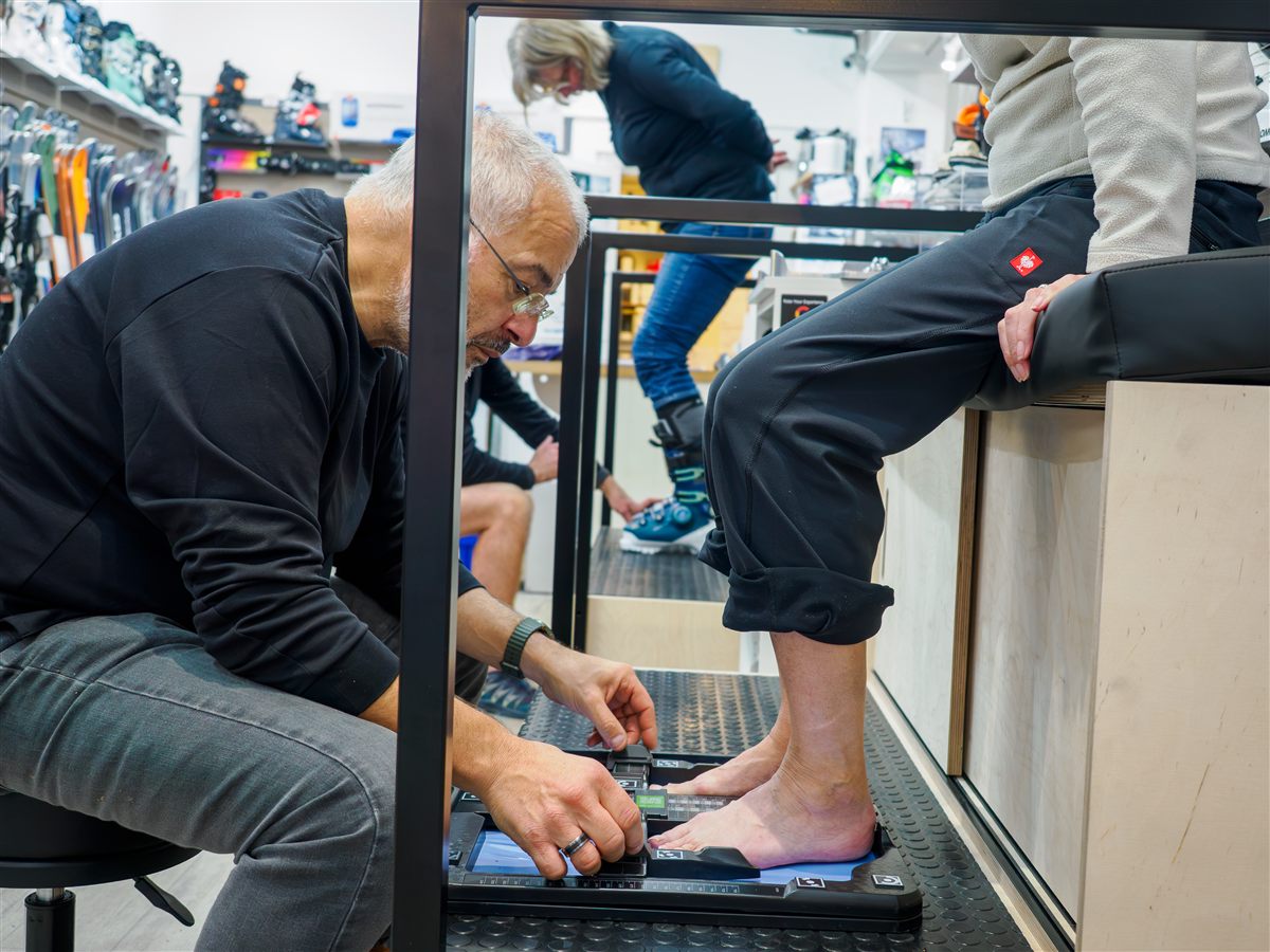 Professional foot analysis at Captain's Cabin boot fitting workshop